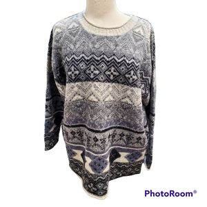 NORTHERN ISLES 100% WOOL HAND EMBROIDERED BEADED SWEATSHIRT SIZE EXTRA LARGE GUC